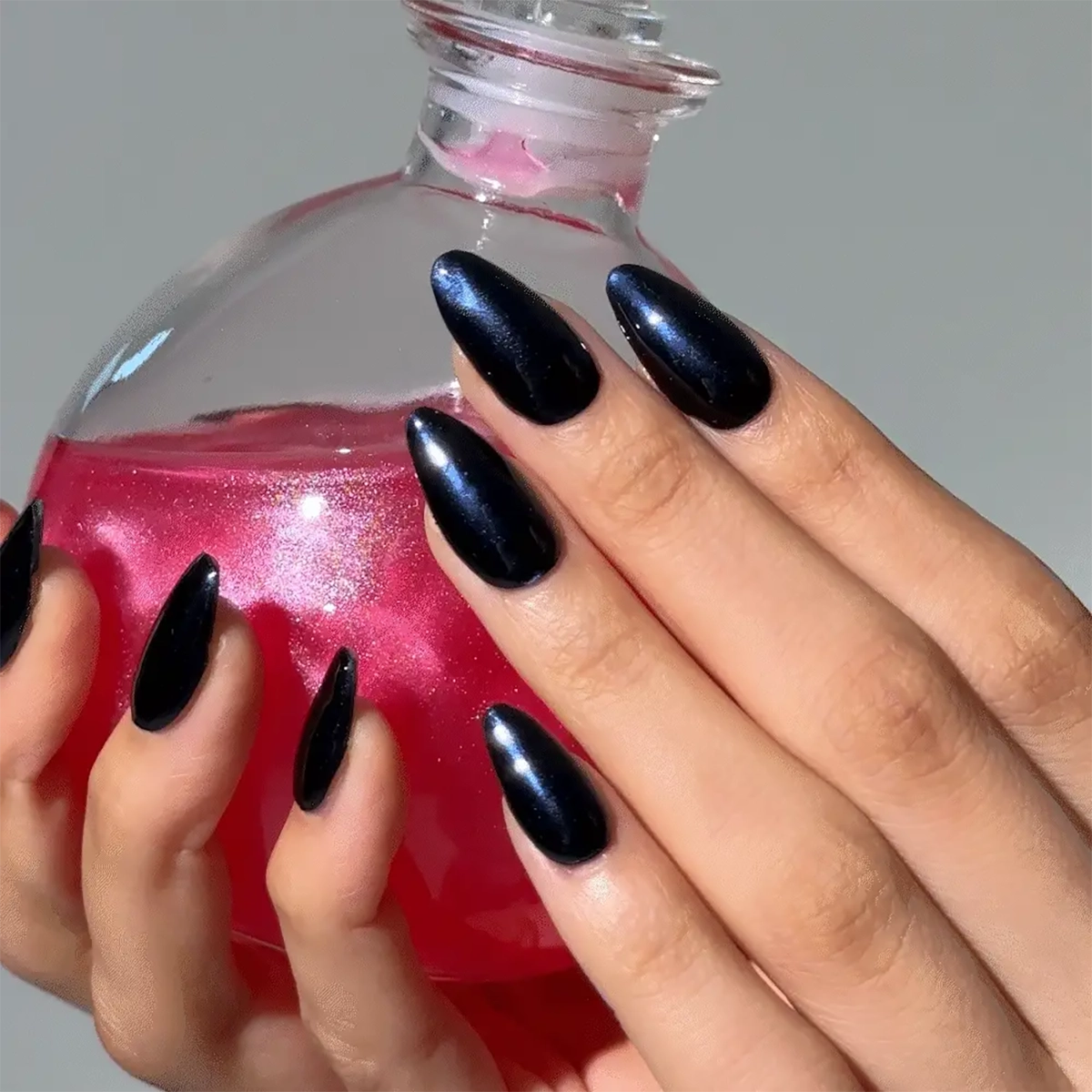 Semi-Cured Gel Nail [#N Navy Chrome]