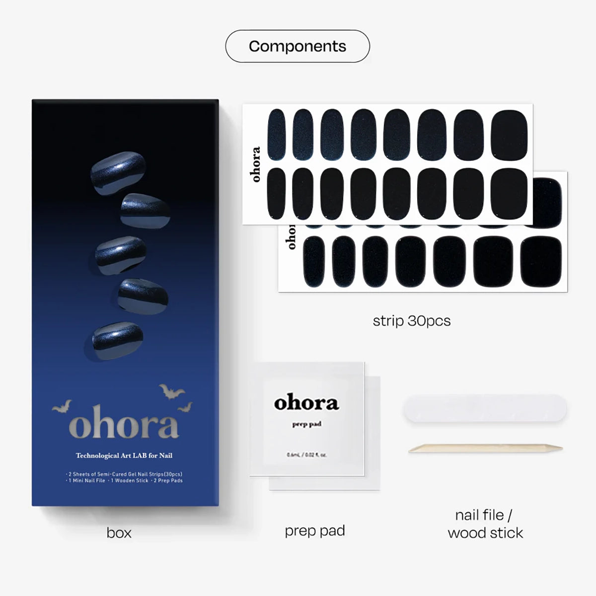 Semi-Cured Gel Nail [#N Navy Chrome]